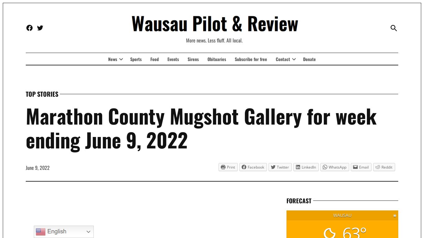 Marathon County Mugshot Gallery for week ending June 9, 2022